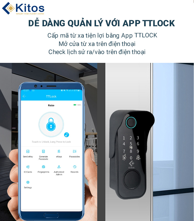 Khoá vân tay cửa cổng Kitos KT-DL04 Pro